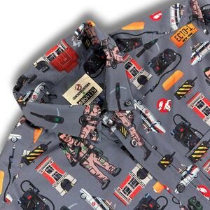 RSVLTS The Roosevelts Ghostbusters Shirt Men S Grey AOP Button Down Short Sleeve